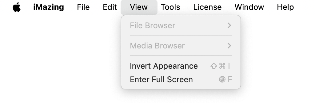 iMazing 3 View Menu