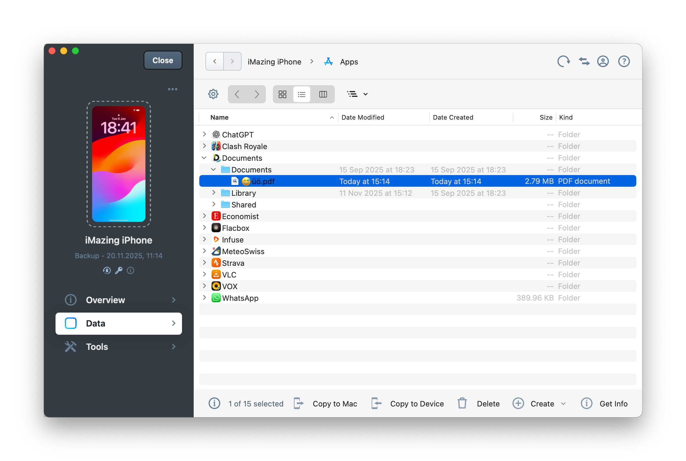 extract files and data from an encrypted iPhone backup
