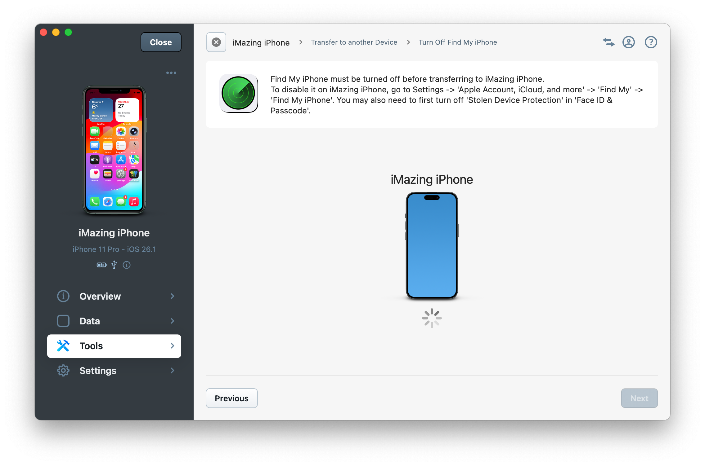restore wizard - find my