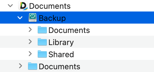 App with backup folder selected