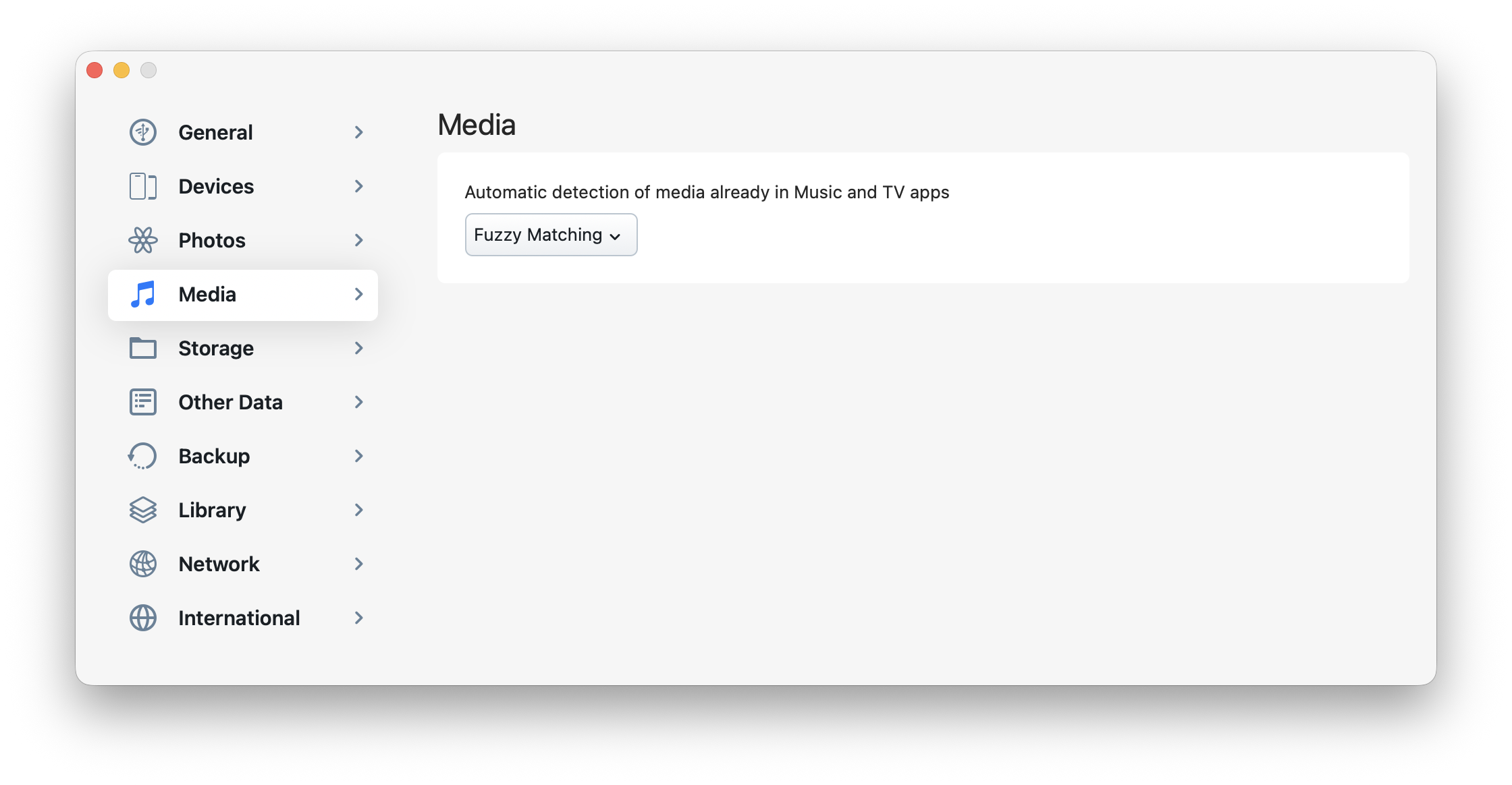 iMazing Preferences - Media