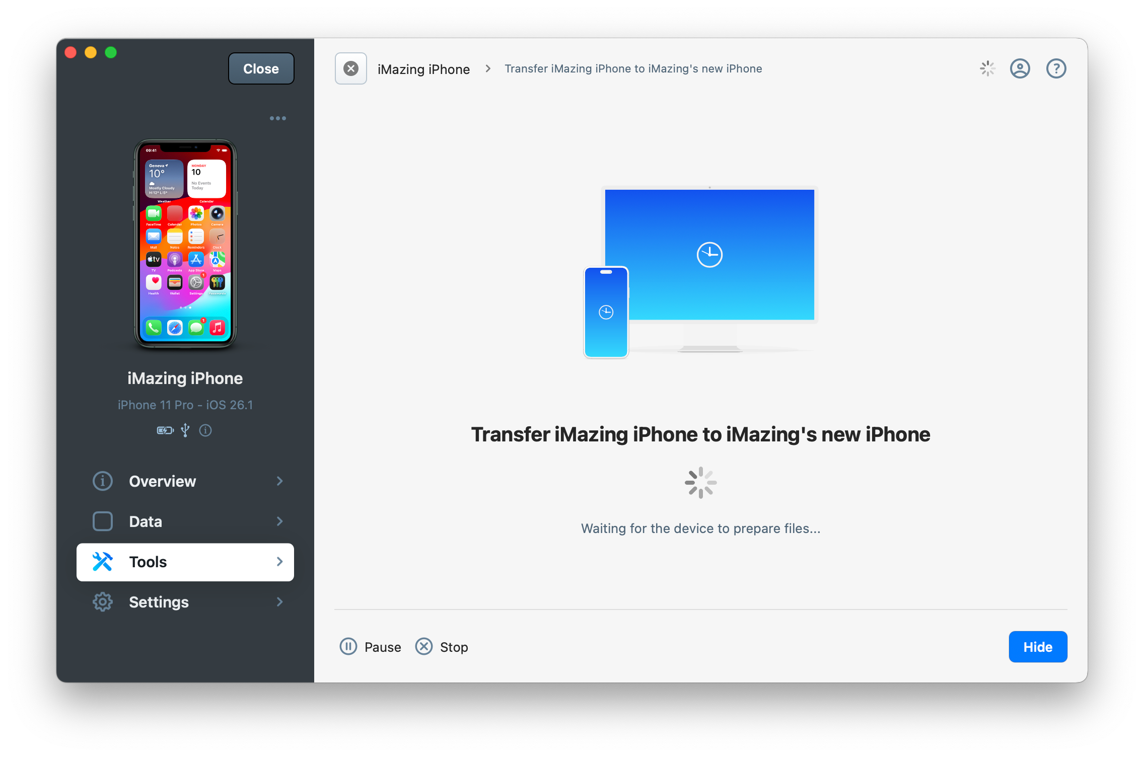 Transfer Wizard Progress