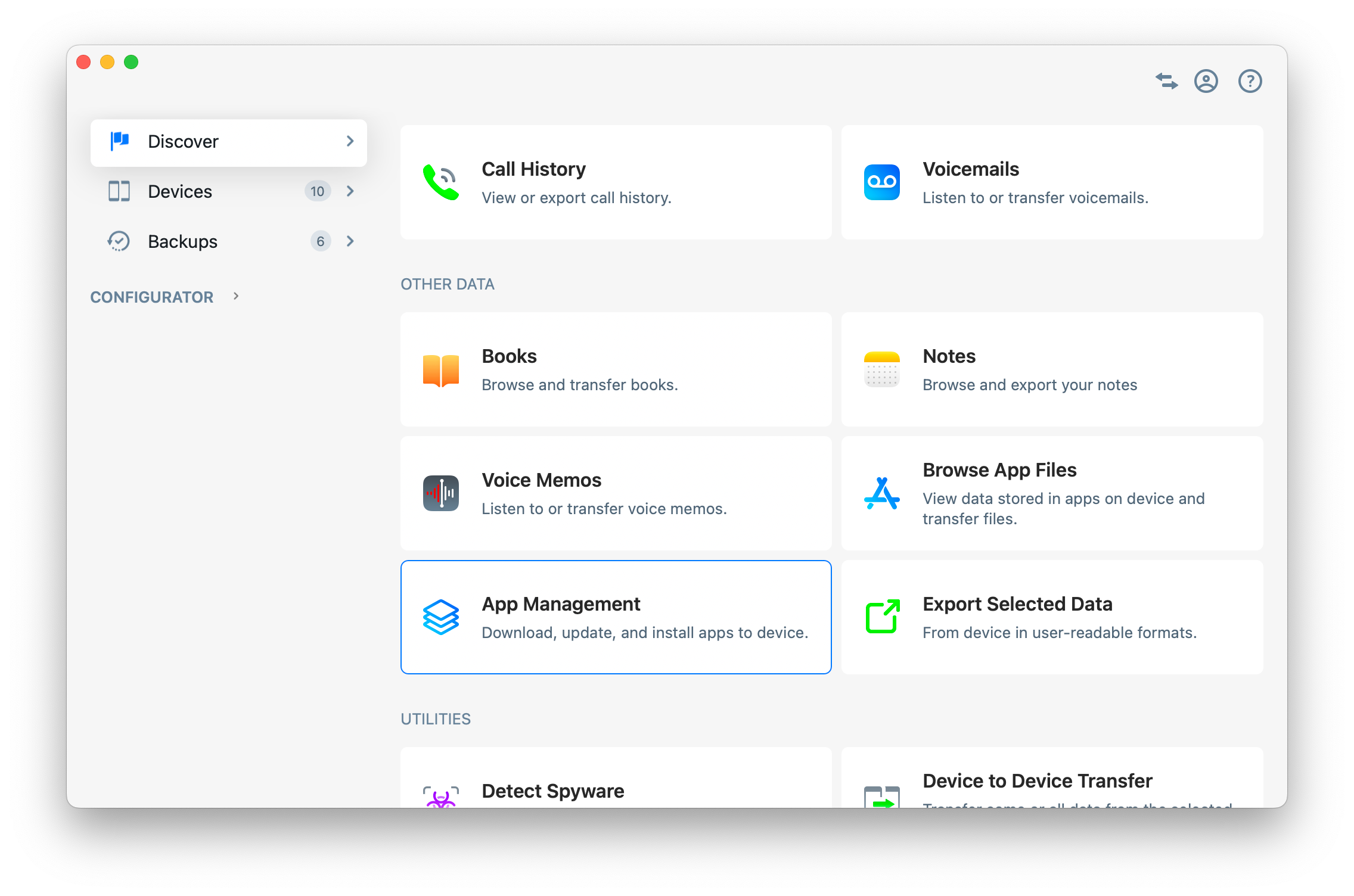 Discover view App Managmement