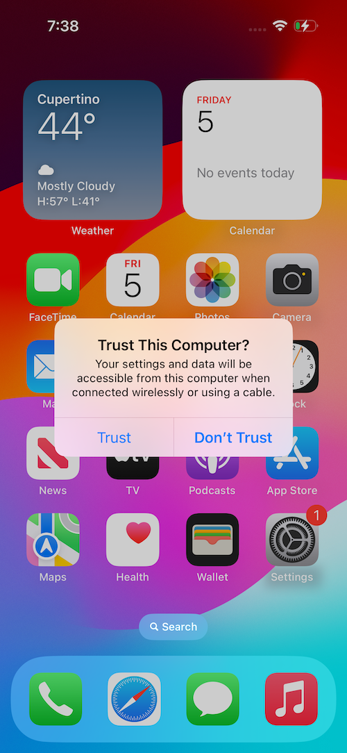 iOS Trust Computer Prompt