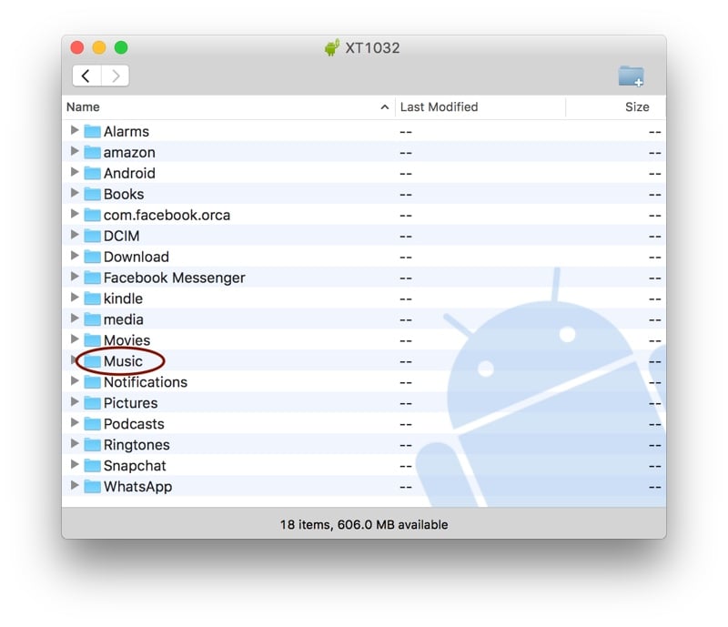 Android File Transfer Music Folder Screenshot